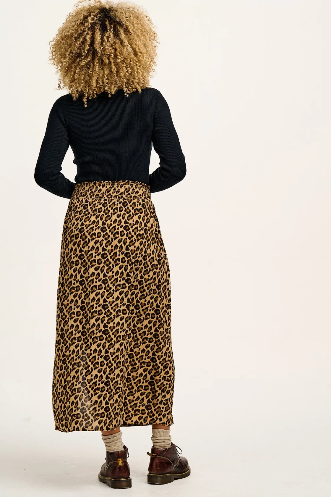 Lucy & Yak Poppy - Elasticated Waist Skirt in Leopard Print Clearance