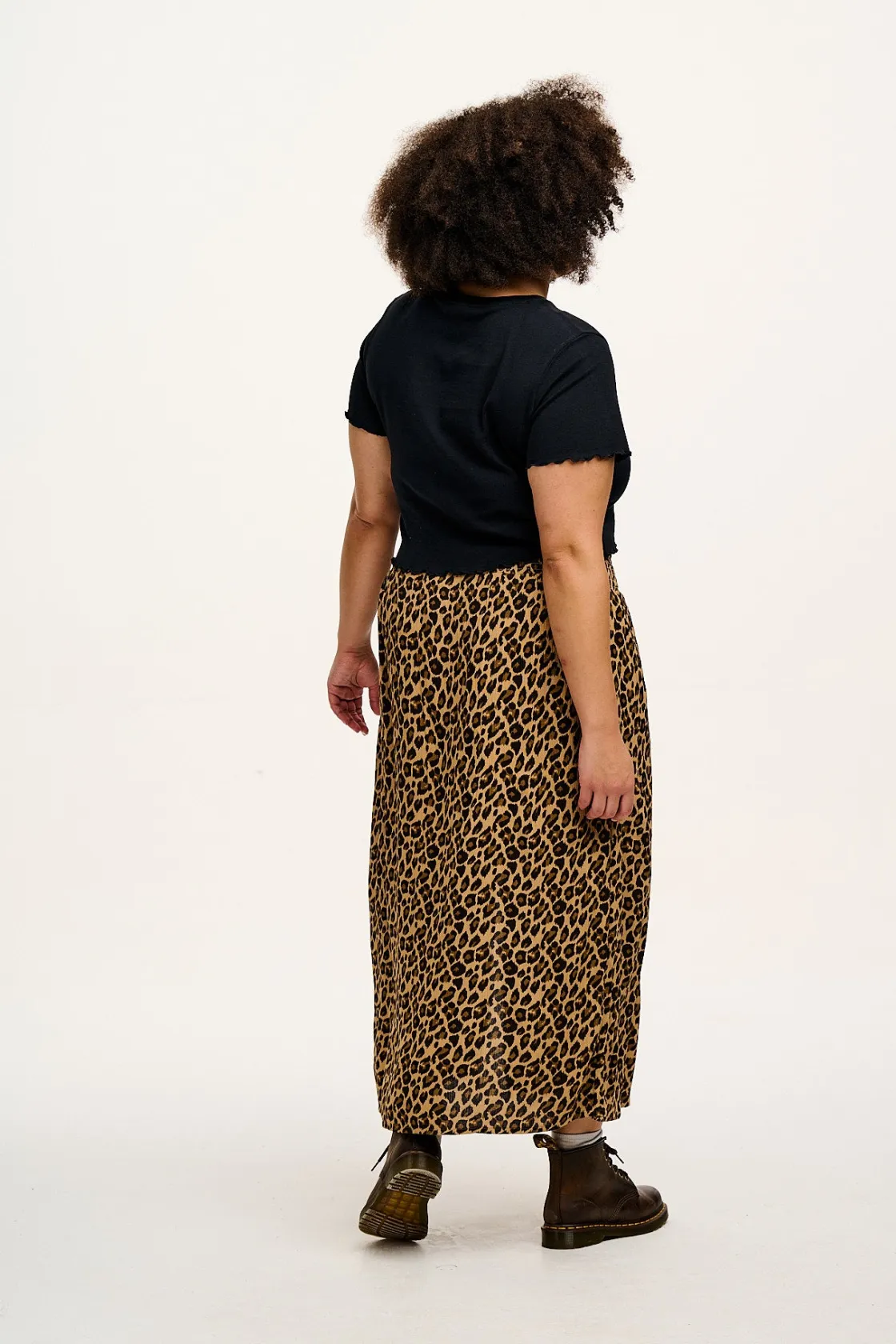 Lucy & Yak Poppy - Elasticated Waist Skirt in Leopard Print Clearance