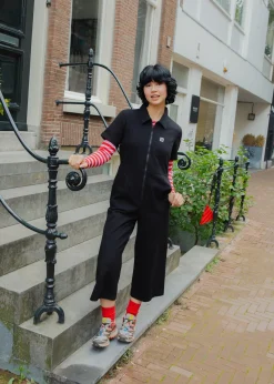 Lucy & Yak Ragan - Cotton Jumpsuit in Black Sale