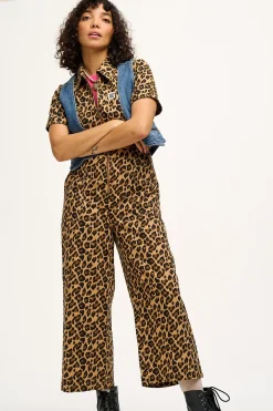 Lucy & Yak Ragan - Cotton Jumpsuit in Leopard Print Clearance