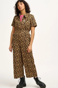 Lucy & Yak Ragan - Cotton Jumpsuit in Leopard Print Clearance