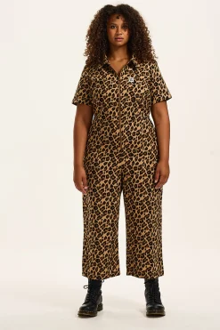 Lucy & Yak Ragan - Cotton Jumpsuit in Leopard Print Clearance