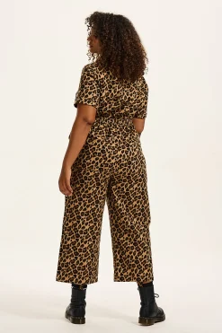 Lucy & Yak Ragan - Cotton Jumpsuit in Leopard Print Clearance