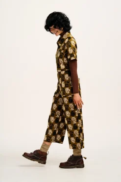 Lucy & Yak Ragan - Cotton Jumpsuit in Green Zela Print Fashion