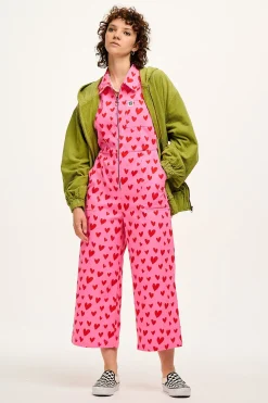 Lucy & Yak Ragan - Cotton Jumpsuit in Pink Heart Cupid Print Fashion
