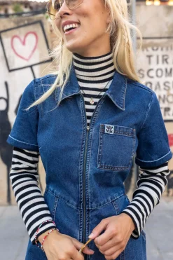 Lucy & Yak Ragan - Denim Jumpsuit in Mid Wash Blue Best