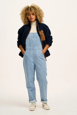 Lucy & Yak Reuben - Denim Dungarees in Light Wash Blue Discount