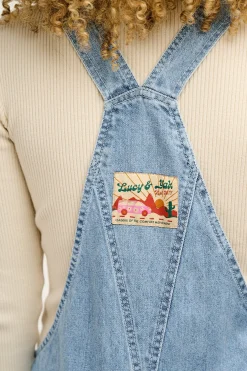 Lucy & Yak Reuben - Denim Dungarees in Light Wash Blue Discount