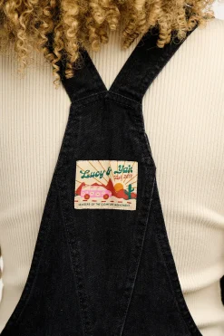 Lucy & Yak Reuben - Denim Dungarees in Washed Black Hot
