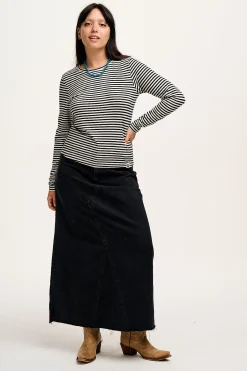 Lucy & Yak Rey - Long Sleeve Cotton Top in Black & White Stripe Fashion