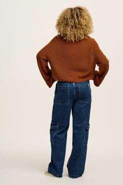 Lucy & Yak Robyn - V-Neck Knitted Cardigan in Caramel Cafe brown New