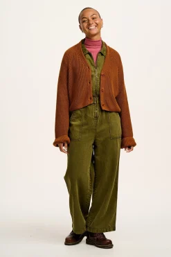 Lucy & Yak Robyn - V-Neck Knitted Cardigan in Caramel Cafe brown New