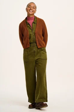 Lucy & Yak Robyn - V-Neck Knitted Cardigan in Caramel Cafe brown New