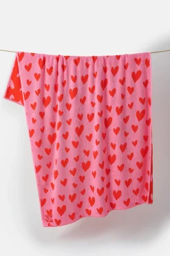 Lucy & Yak Romola - Extra Large Towel in Pink Heart Cupid Print Fashion