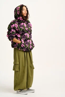 Lucy & Yak Rory - Borg Fleece Hoodie in Wilderley Floral Print Clearance