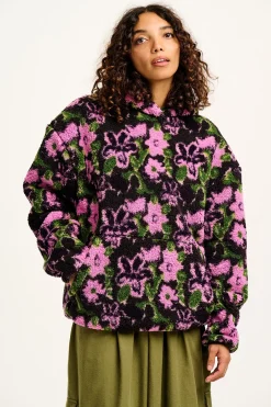 Lucy & Yak Rory - Borg Fleece Hoodie in Wilderley Floral Print Clearance
