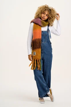 Lucy & Yak Rowan - Super Soft Scarf in Orange & Pink Checkerboard Online