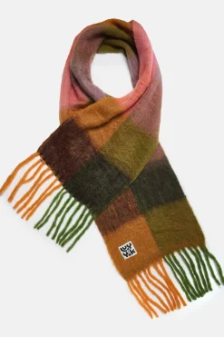 Lucy & Yak Rowan - Super Soft Scarf in Orange & Pink Checkerboard Online