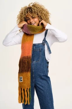 Lucy & Yak Rowan - Super Soft Scarf in Orange & Pink Checkerboard Online