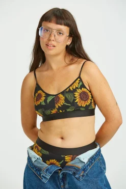 Lucy & Yak Ruby - Crop Top Cotton & Bamboo Bralette in Sunflower Print Online