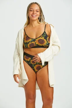 Lucy & Yak Ruby - Crop Top Cotton & Bamboo Bralette in Sunflower Print Online