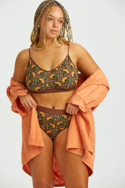Lucy & Yak Ruby - Crop Top Cotton & Bamboo Bralette in Monica Print New