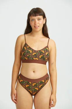 Lucy & Yak Ruby - Crop Top Cotton & Bamboo Bralette in Monica Print New