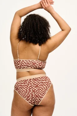Lucy & Yak Ruby - Crop Top Cotton & Bamboo Bralette in Amara Grid Print Best