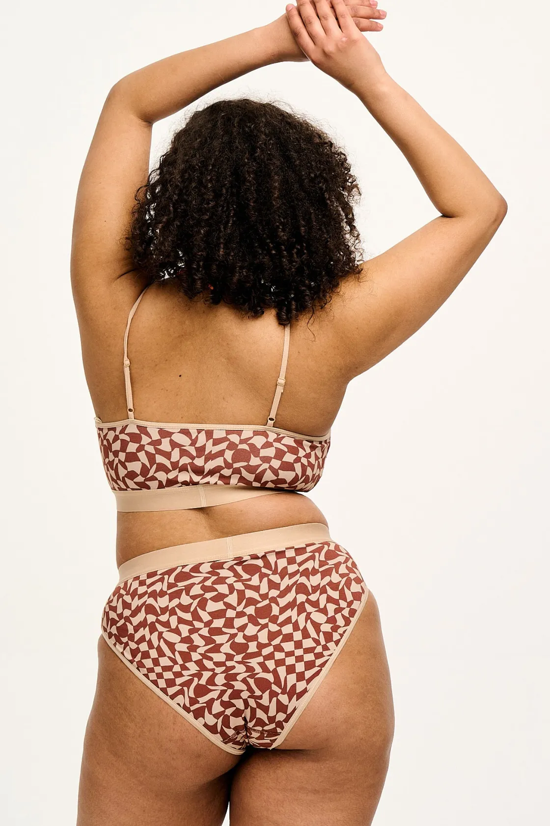 Lucy & Yak Ruby - Crop Top Cotton & Bamboo Bralette in Amara Grid Print Best