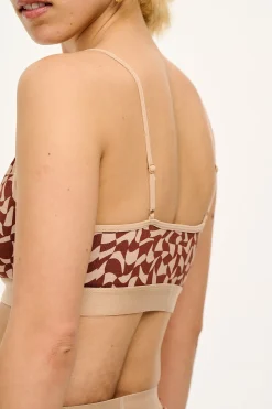 Lucy & Yak Ruby - Crop Top Cotton & Bamboo Bralette in Amara Grid Print Best