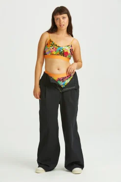 Lucy & Yak Ruby - Crop Top Cotton & Bamboo Bralette in Graffiti Print Fashion
