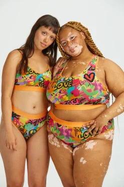 Lucy & Yak Ruby - Crop Top Cotton & Bamboo Bralette in Graffiti Print Fashion