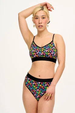 Lucy & Yak Ruby - Crop Top Cotton & Bamboo Bralette in Summer Lovin' Print Hot