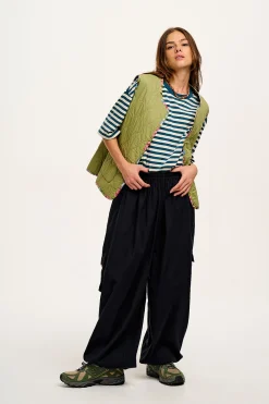Lucy & Yak Rumi - Balloon Cotton & Linen Trousers in Black New