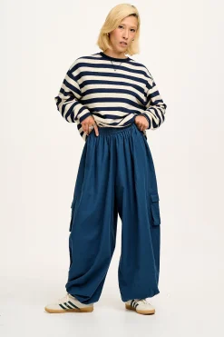Lucy & Yak Rumi - Cargo Brushed Cotton Trousers in Deep Teal New