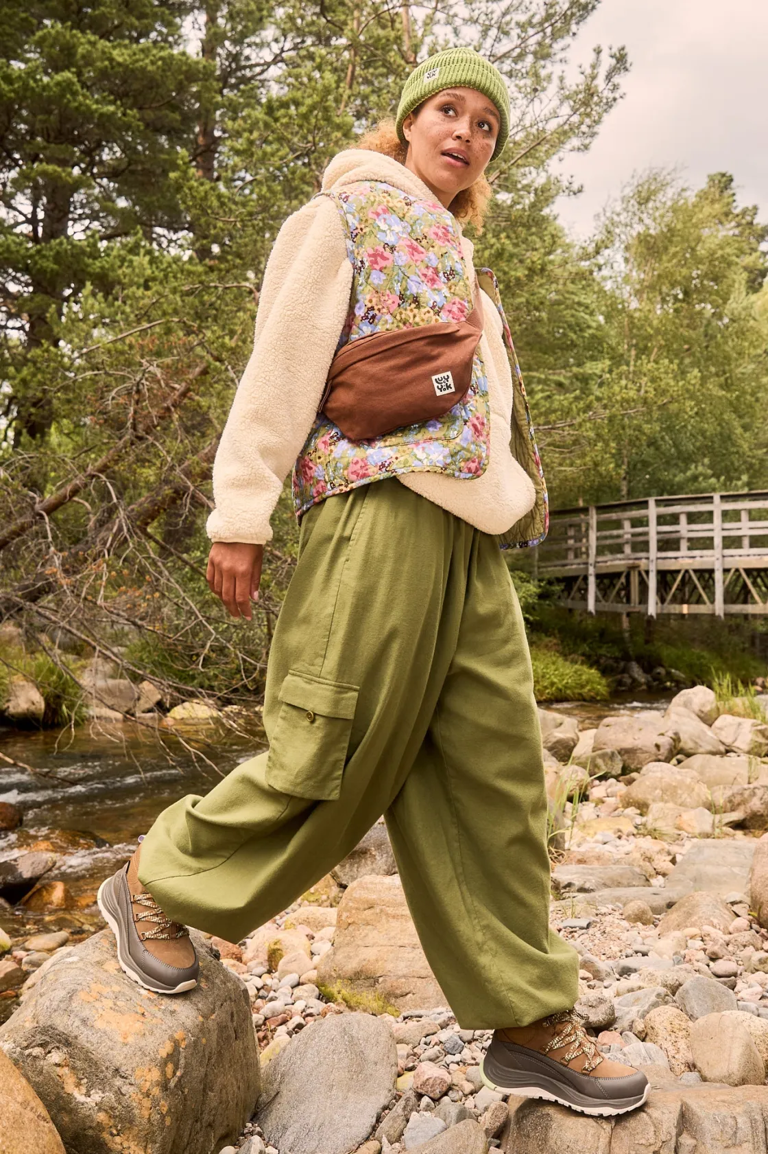 Lucy & Yak Rumi - Cargo Brushed Cotton Trousers in Khaki Online