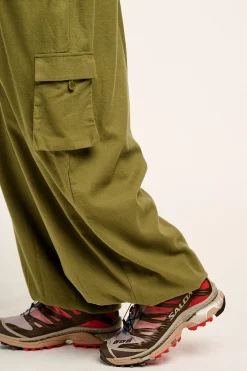 Lucy & Yak Rumi - Cargo Brushed Cotton Trousers in Khaki Online