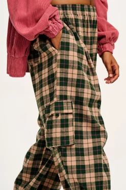 Lucy & Yak Rumi - Cargo Brushed Cotton Trousers in Annie Tartan Print Fashion