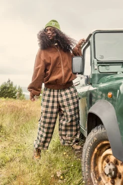 Lucy & Yak Rumi - Cargo Brushed Cotton Trousers in Annie Tartan Print Fashion