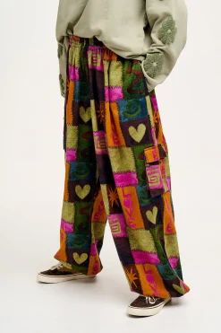 Lucy & Yak Rumi - Cargo Brushed Cotton Trousers in Courtney Patchwork Print New