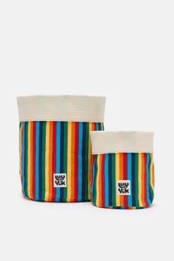 Lucy & Yak Runa - Plant Pot Covers in Rainbow Stripe Print (2 Pack) Online