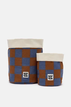 Lucy & Yak Runa - Plant Pot Covers in Chester Check Print (2 Pack) Fashion