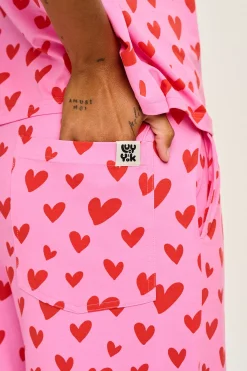 Lucy & Yak Sabrina - Soft Pyjamas in Pink Heart Cupid Print Clearance