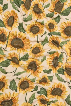 Lucy & Yak Yolanda - Soft Cotton Bed Sheets in Cream Sunflower Print Outlet