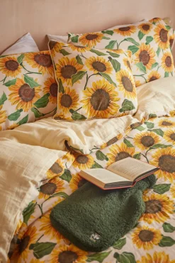 Lucy & Yak Yolanda - Soft Cotton Bed Sheets in Cream Sunflower Print Outlet